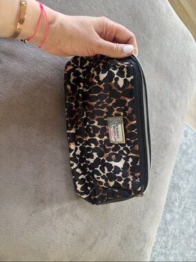 Victoria's Secret Leopard Print Zip Cosmetic Case in Brown, Black, Cream